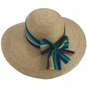 Sun Hats The Original DAMA Lady's Moreno Palm Straw Sun Hat - Cafe W/ Green/Rainbow Bow - CN184NI4X0K $50.96