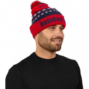 Skullies & Beanies Men's Christmas Hat- Charcoal/Green- One Size - Navy Holiday - CE18UUCNEKY $31.88