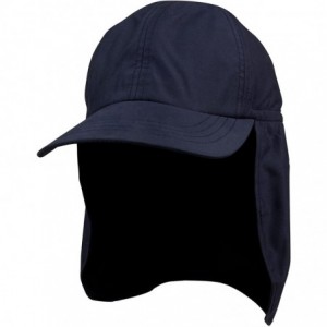 Sun Hats Brushed Microfiber Cap with Flap - Navy - CD11LV4H301 $23.79