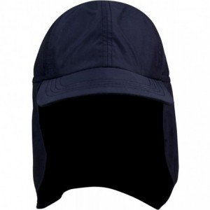 Sun Hats Brushed Microfiber Cap with Flap - Navy - CD11LV4H301 $20.35
