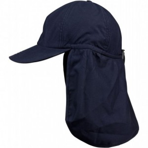 Sun Hats Brushed Microfiber Cap with Flap - Navy - CD11LV4H301 $20.35