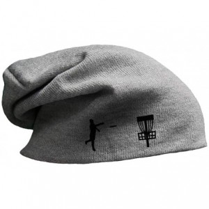 Skullies & Beanies Custom Slouchy Beanie Disc Golf Sport Embroidery Skull Cap Hats for Men & Women - Light Grey - CC18A7KS25U...