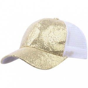Baseball Caps Baseball Cap-SFE Women Girl Ponytail Sequins Shiny Messy Bun Snapback Hat Sun Caps - Gold - CT18QEI2OD9 $19.60