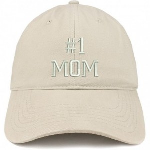 Baseball Caps Number 1 Mom Embroidered Low Profile Soft Cotton Baseball Cap - Stone - C9184UUTQTI $33.66