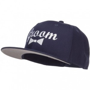Baseball Caps Groom Bow Tie Embroidered Cotton Snapback - Navy - CH12IRAPDLB $45.30