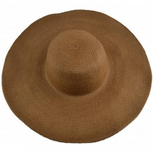 Sun Hats Womens Beach Hat Striped Straw Sun Hat Floppy Big Brim Hat - Brown - CV184QYS2IM $46.38