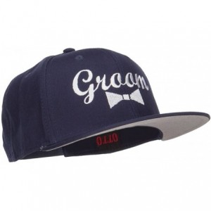 Baseball Caps Groom Bow Tie Embroidered Cotton Snapback - Navy - CH12IRAPDLB $45.30
