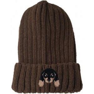 Skullies & Beanies [ Dachshund ] Cute Embroidered Puppy Dog Warm Knit Fleece Winter Beanie Skull Cap - Brown - CQ189RWYA7G $2...