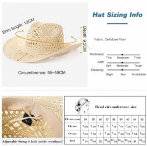 Cowboy Hats Womens Packable Western Outback Cowboy Mexican Feather Straw Sun Hat Fedora Cowgirl for Men - Tan_99760 - CU18OWO...