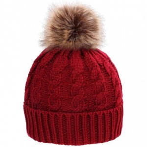 Skullies & Beanies Winter Wonderland Splash Patterned Thick Knit Fleece Lined Snow Beanie Hats - Burgundy - C218KKSOY6K $30.67