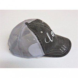 Baseball Caps White/Black Glitter Volleyball Love Distressed Look Grey Trucker Cap Hat Sports - CM18EMI6LLA $48.49