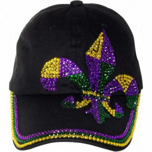 Baseball Caps Fleur De Lis Bedazzled Jewel Bling Baseball Cap Hat with Acrylic Crystals - Geometric Jewels - C9193999Q53 $36.60