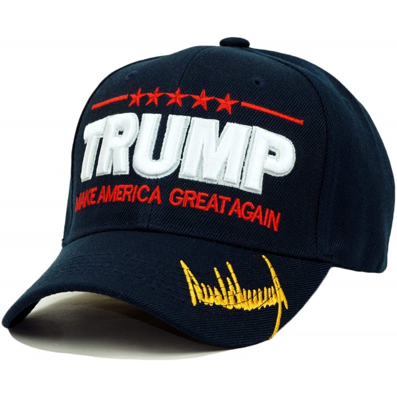 Baseball Caps Trump 2020 Keep America Great Embroidery Campaign Hat USA Baseball Cap - Signature- Navy - CV18UDTSI3O $25.55