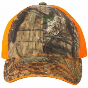 Baseball Caps Washed Brushed Mesh Cap - Mossy Oak Country/ Neon Orange - CX18899K0GG $22.44