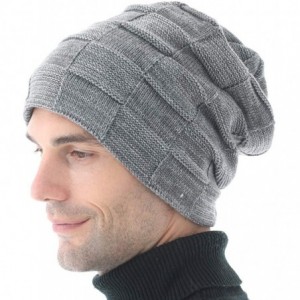 Skullies & Beanies Knit Slouchy Winter Beanie Hats for Men Women Guys Warm Thick Baggy Skull Cap - Gray - CX18X9KEQDC $22.09