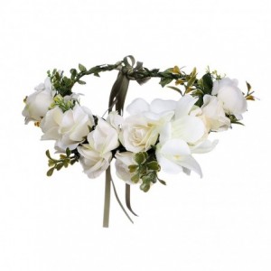 Headbands Bohemia Big Lilies Floral Crown Party Wedding Hair Wreaths Hair Bands Flower Headband (beige) - Beige - CZ18CGNYKY5...