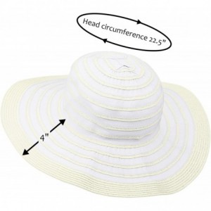 Sun Hats Women Summer Beach Hat Packable Striped Floppy Wide Brim Sun Protection Travel Hats White - CI18UGDEX5G $18.30