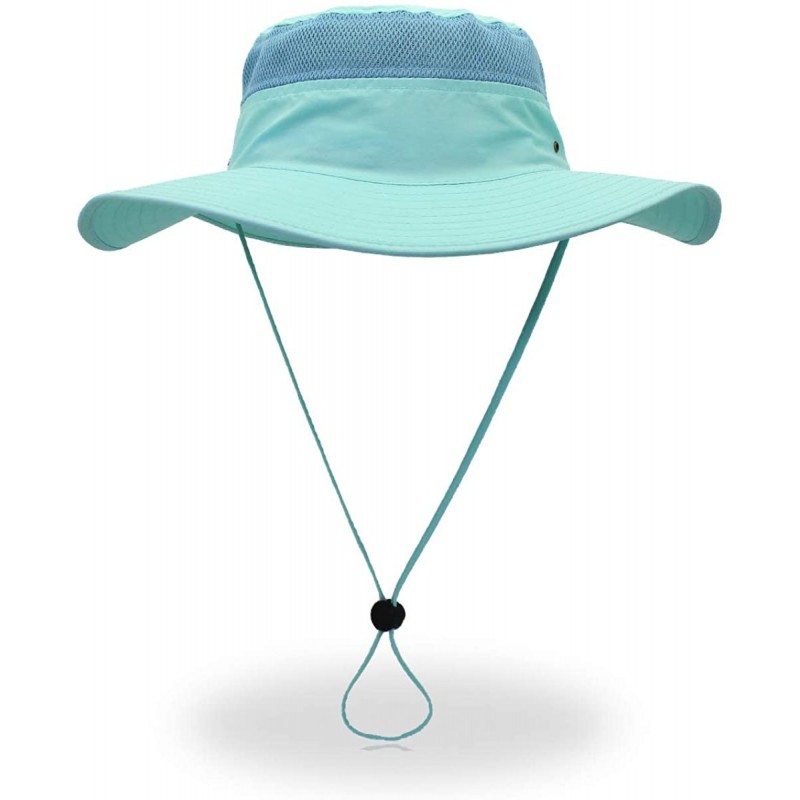Sun Hats Outdoor Sun Hat Quick-Dry Breathable Mesh Hat Camping Cap - Light Blue - CW18CUYKHGR $29.31