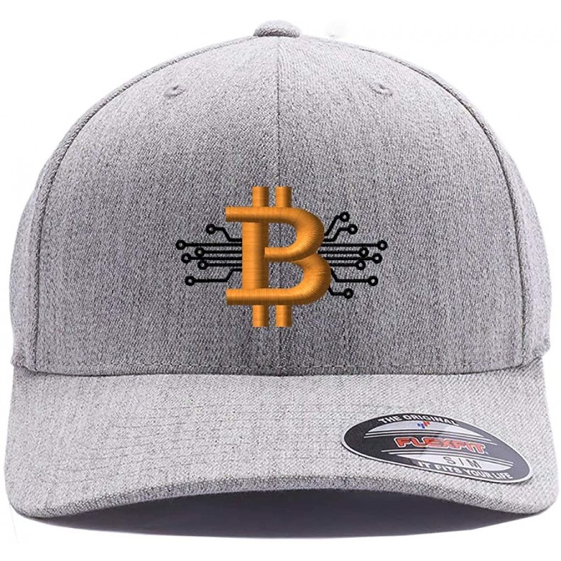 Baseball Caps Bitcoin Hat. Bitcoin Digital Currency. Embroidered. 6477 Flexfit Baseball Cap. - Heather - CU1805S5H64 $41.12