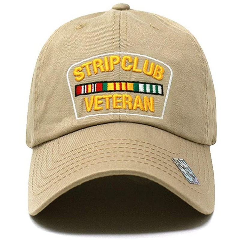 Baseball Caps Strip Club Veteran Dad hat Pre Curved Visor Cotton Ball Cap Baseball Cap PC101 - Khaki - CU1897XGGIT $30.42