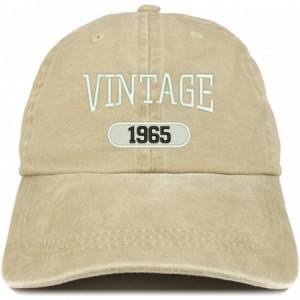 Baseball Caps Vintage 1965 Embroidered 55th Birthday Soft Crown Washed Cotton Cap - Khaki - CR180WUNNZ7 $33.03