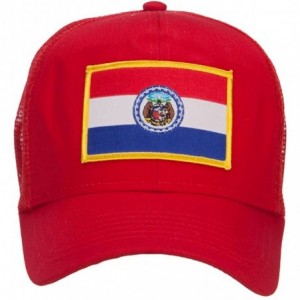 Baseball Caps Missouri State Flag Patched Mesh Cap - Red - CO124YM7LXP $39.22