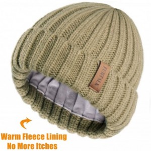 Skullies & Beanies Knit Beanie Hats for Women Men Double Layer Fleece Lined Chunky Winter Hat - Z-black/Tree Green 2pcs - CG1...