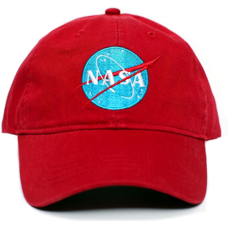Baseball Caps NASA Embroidered Unisex Adult one-Size Dad Hat Cap Red - C0182WLKZZU $29.19