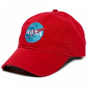 Baseball Caps NASA Embroidered Unisex Adult one-Size Dad Hat Cap Red - C0182WLKZZU $29.19