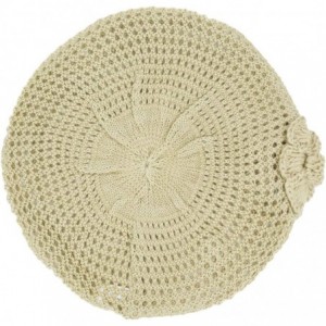 Berets Womens Crochet Hat Flower Beanie Beret Fashion Accessory Lightweight Knit Cap - Beige Net - CR12DE380T9 $19.93