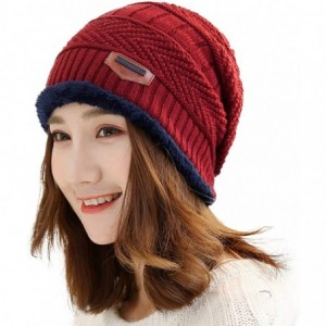 Skullies & Beanies Thick Warm Winter Beanie Hat Soft Stretch Slouchy Skully Knit Cap for Women - A-red - CG18HKIXLWC $23.02
