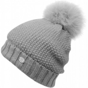 Skullies & Beanies Womens Girls Knitted Fur Hat Real Large Raccoon Fur Pom Pom Beanie Hats - Bn3042charcoal - CM18KWC0X0T $21.69
