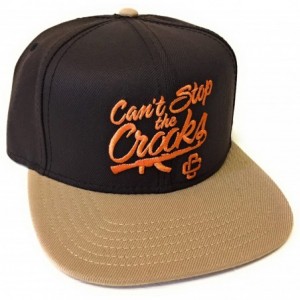 Baseball Caps Men's Woven Snapback Cap Can't Stop The Crooks Tobacco/Orange - C61834DWSCY $53.88