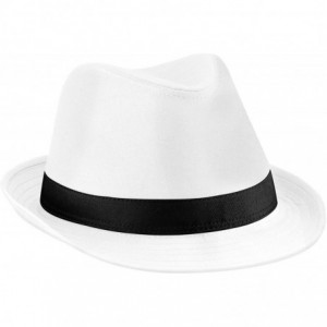Fedoras Unisex Fedora Hat - White/ Black - C911JRXL9YJ $31.61