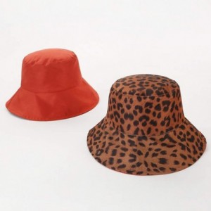 Bucket Hats Women Reversible Bucket Hat Outdoor Fisherman Hats Packable Sun Cap - Leopard Orange - CX198E2C5XL $30.13
