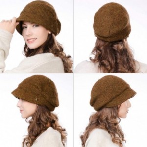 Newsboy Caps Wool Knitted Visor Beanie Winter Hat for Women Newsboy Cap Warm Soft Lined - 99139_brown - CC18LDSXNLN $29.38