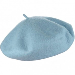 Berets French Style Lightweight Casual Classic Solid Color Wool Beret - Denim - CF18TKIKIZO $21.95