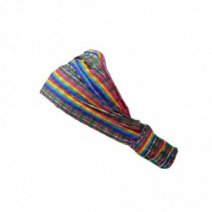 Headbands Medium Size Rainbow Headband Expandable Handwoven Elastic Band 100% Cotton Hair Scarf - CP119YSQ2S5 $21.85