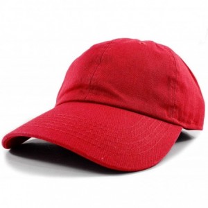 Baseball Caps Polo Style Baseball Cap Ball Dad Hat Adjustable Plain Solid Washed Mens Womens Cotton - Red - CM18WDC365E $19.77