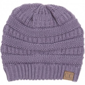 Skullies & Beanies Warm Soft Cable Knit Skull Cap Slouchy Beanie Winter Hat (Violet) - CQ12NA2DUS1 $20.51