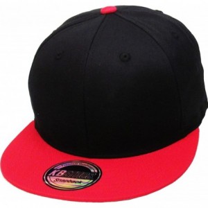 Baseball Caps Classic Snapback Hat Blank Cap - Cotton & Wool Blend Flat Visor - (1.4) Black Red - CA11JEE33IL $21.69