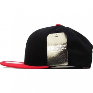 Baseball Caps Classic Snapback Hat Blank Cap - Cotton & Wool Blend Flat Visor - (1.4) Black Red - CA11JEE33IL $21.69