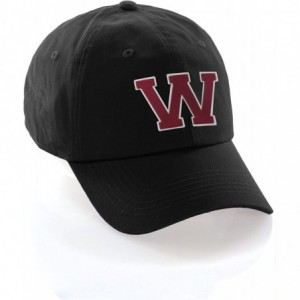 Baseball Caps Customized Letter Intial Baseball Hat A to Z Team Colors- Black Cap White Red - Letter W - C818ESZY960 $27.78