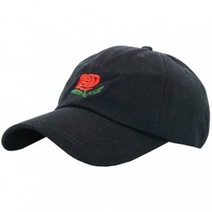 Skullies & Beanies Unisex Rose Embroidered Adjustable Strapback Dad Hat Baseball Cap Mutiple Colors - Black + Wine Red + Gree...