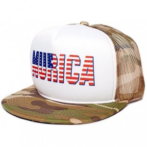 Baseball Caps Fourth of July USA 4th Flat Bill Unisex-Adult One Size Trucker Hat - Camo/White - C31230UTQRV $27.83