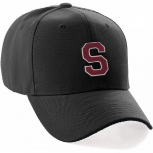 Baseball Caps Classic Baseball Hat Custom A to Z Initial Team Letter- Black Cap White Red - Letter S - C218IDSTKLO $22.28
