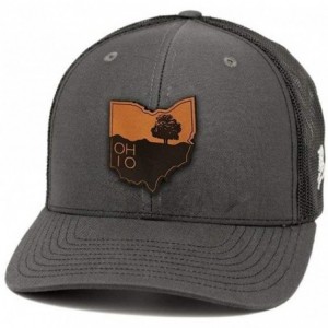 Baseball Caps Ohio 'The Buckeye' Leather Patch Hat Curved Trucker - Camo - CO18IGQ59R9 $48.37