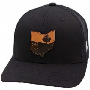 Baseball Caps Ohio 'The Buckeye' Leather Patch Hat Curved Trucker - Camo - CO18IGQ59R9 $48.37