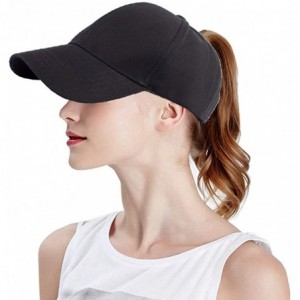 Baseball Caps Plain Baseball Cap for Women High Ponytail Hat - Black - CH18R3Y98S2 $24.87