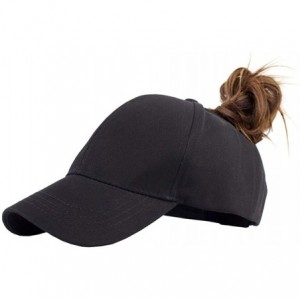 Baseball Caps Plain Baseball Cap for Women High Ponytail Hat - Black - CH18R3Y98S2 $24.87